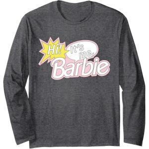 imageBarbie  Hi Its Me Barbie Long Sleeve TShirtDark Heather Grey