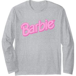 imageBarbie Pink Logo Long Sleeve TShirtHeather Grey