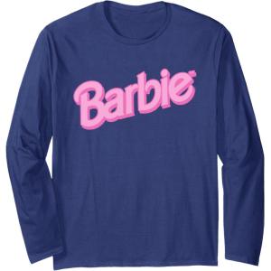 imageBarbie Pink Logo Long Sleeve TShirtNavy Blue