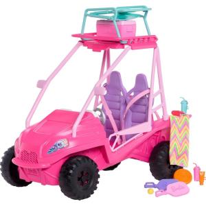 imageBarbie Mysteries Beach Detectives Playset with Beach Buggy Toy Car ampamp 10 Accessories Including Beach Chair ampamp Towel
