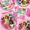 imageHOME ampamp HOOPLA Barbie and Friends Pink Birthday Party Table Decorations Round Paper Dinner Plates and Lunch Napkins 16 Plates ampamp Napkins