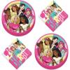 imageHOME ampamp HOOPLA Barbie and Friends Pink Birthday Party Table Decorations Round Paper Dinner Plates and Lunch Napkins 16 Plates ampamp Napkins
