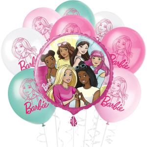 imageHome ampamp Hoopla  Barbie and Friends Pink Birthday Party Decorations Foil and Latex Balloon Set 9 Balloons