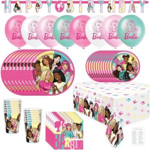 imageUnique Barbie Party Decorations  Barbie Birthday Decorations for 16 Guests  Barbie Plates and Napkins Cups Table Cloth Banner Balloons Checklist  Barbie Party Supplies