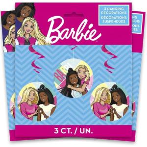imageUnique Multicolored Barbie Hanging Swirl Decorations 26quot  3 Count  Fun ampamp Vibrant Ceiling Accent for Girls Birthdays ampamp Events