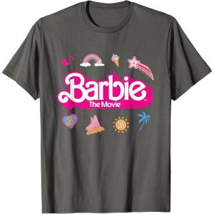 imageBarbie The Movie  Movie Logo Icons TShirtAsphalt Grey