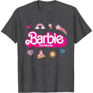 imageBarbie The Movie  Movie Logo Icons TShirtDark Heather Grey