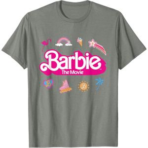 imageBarbie The Movie  Movie Logo Icons TShirtOlive Heather