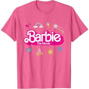 imageBarbie The Movie  Movie Logo Icons TShirtPink Heather