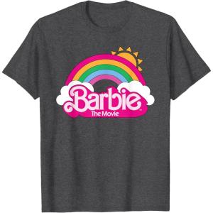 imageBarbie The Movie  Rainbow Logo TShirtDark Heather Grey