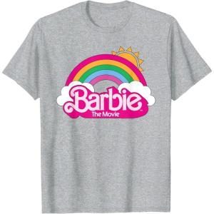 imageBarbie The Movie  Rainbow Logo TShirtHeather Grey
