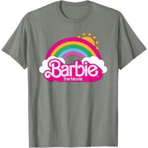 imageBarbie The Movie  Rainbow Logo TShirtOlive Heather