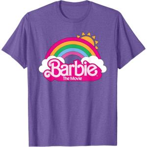 imageBarbie The Movie  Rainbow Logo TShirtPurple Heather
