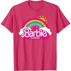 imageBarbie The Movie  Rainbow Logo TShirtRed Heather