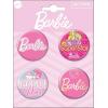 imageAtaBoy 4Piece Collectible Button Set Features Classic Logo SuperStar Barbie Vibes and Gold Silhouette Designs
