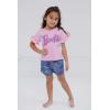 imageBarbie Girls Peplum TShirt and Twill Shorts Outfit Set Toddler to Big Kid Sizes 2T  1416Pink  Barbie