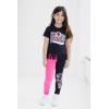 imageBarbie Girls TShirt and Leggings Outfit Set Toddler to Big Kid Sizes 2T  1416Pink  Black Fringe