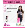 imageBarbie Girls TShirt and Leggings Outfit Set Toddler to Big Kid Sizes 2T  1416Pink  Black Fringe