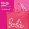 imageFUL Barbie Large Tote Bag for Women Faux Sherpa Travel Carryall Shoulder Handbag with Trolley Sleeve Pink