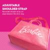 imageFUL Barbie Large Tote Bag for Women Faux Sherpa Travel Carryall Shoulder Handbag with Trolley Sleeve Pink