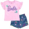 imageBarbie Girls Peplum TShirt and Twill Shorts Outfit Set Toddler to Big Kid Sizes 2T  1416Pink  Barbie