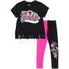 imageBarbie Girls TShirt and Leggings Outfit Set Toddler to Big Kid Sizes 2T  1416Pink  Black Fringe