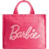 imageFUL Barbie Large Tote Bag for Women Faux Sherpa Travel Carryall Shoulder Handbag with Trolley Sleeve Pink