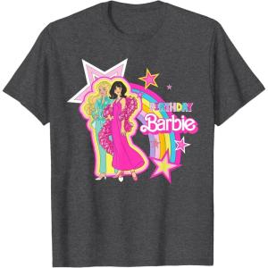 imageBarbie  Birthday Barbie Rainbow TShirtDark Heather Grey