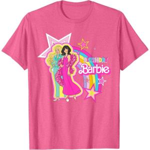 imageBarbie  Birthday Barbie Rainbow TShirtPink Heather