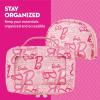 imageBarbie 2Piece Womens Makeup Bag Two Zipper Travel Cosmetic Zipper Pouch Organizer with Logo Pink
