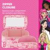 imageBarbie 2Piece Womens Makeup Bag Two Zipper Travel Cosmetic Zipper Pouch Organizer with Logo Pink