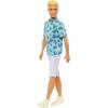 imageBarbie Fashionistas Ken Fashion Doll 211 with Blonde Hair Wearing Removable Blue Cactus Tee White Shorts ampamp SneakersModern
