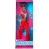 imageBarbie Looks Fashion Doll with Natural Black Hair Wearing Color Block Crop Top ampamp Raspberry Flare Pants Collectible with Posable Made to Move Body