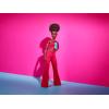imageBarbie Looks Fashion Doll with Natural Black Hair Wearing Color Block Crop Top ampamp Raspberry Flare Pants Collectible with Posable Made to Move Body