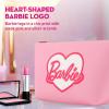 imageBarbie Womens Makeup Bag Small Travel Cosmetic Zipper Pouch Organizer Heart Logo Pink