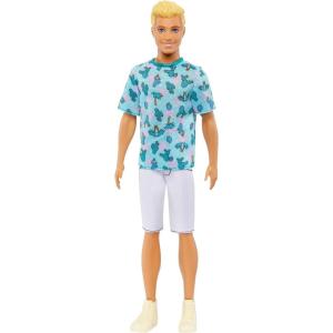 imageBarbie Fashionistas Ken Fashion Doll 211 with Blonde Hair Wearing Removable Blue Cactus Tee White Shorts ampamp SneakersModern