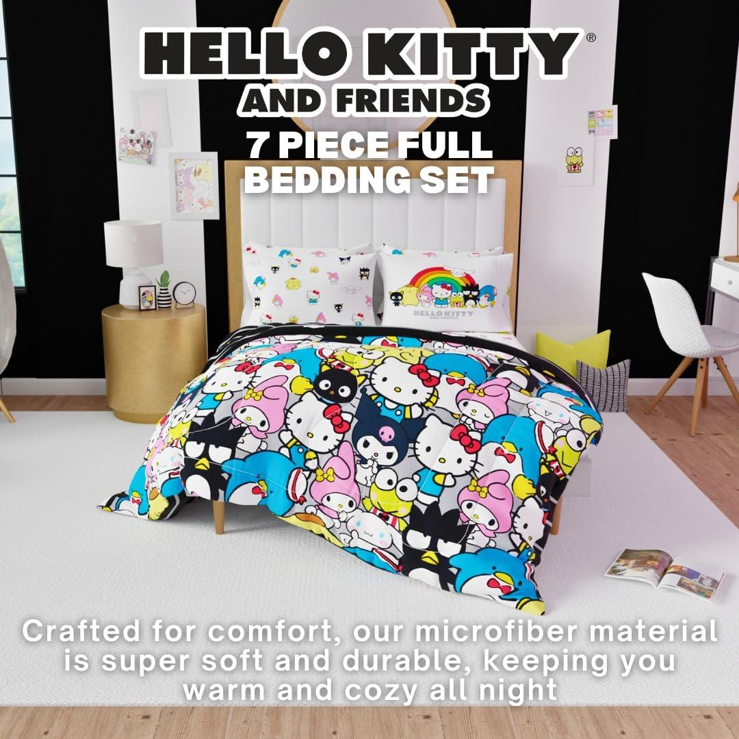 imageFranco Barbie 1959 Super Soft Cozy Reversible Comforter and Sheet Set 5 Piece Full Size Official Licensed Product CollectiblesMulticolor  Hello Kitty  Friends