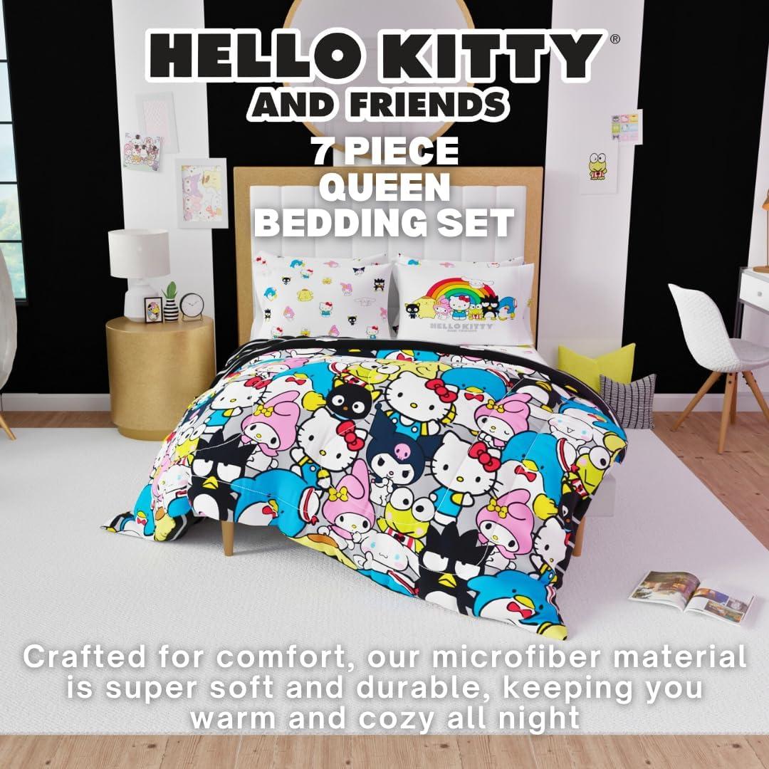 imageFranco Barbie 1959 Super Soft Cozy Reversible Comforter and Sheet Set 5 Piece Full Size Official Licensed Product CollectiblesMulticolor  Hello Kitty  Friends