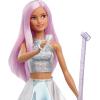 imageBarbie Careers Fashion Doll ampamp Accessory Pop Star with Pink Hair Wearing Iridescent Skirt with Microphone