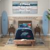 imageFranco Barbie 1959 Super Soft Cozy Reversible Comforter and Sheet Set 5 Piece Full Size Official Licensed Product CollectiblesBlue  Shark Week