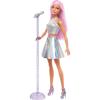 imageBarbie Careers Fashion Doll ampamp Accessory Pop Star with Pink Hair Wearing Iridescent Skirt with Microphone