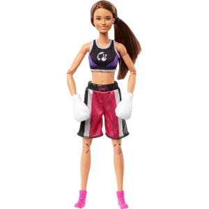 imageBarbie Careers Fashion Doll ampamp Accessories Made to Move Brunette Boxer Wearing Removable Uniform with Boxing Gloves 22 Bendable Joints