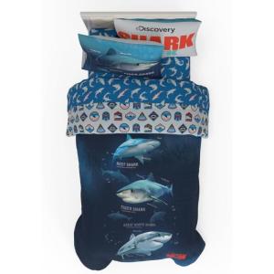 imageFranco Barbie 1959 Super Soft Cozy Reversible Comforter and Sheet Set 5 Piece Full Size Official Licensed Product CollectiblesBlue  Shark Week