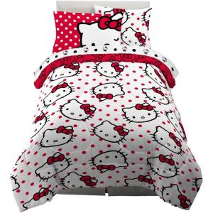 imageFranco Barbie 1959 Super Soft Cozy Reversible Comforter and Sheet Set 5 Piece Full Size Official Licensed Product CollectiblesRed  Hello Kitty