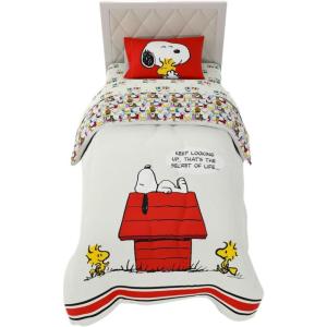 imageFranco Barbie 1959 Super Soft Cozy Reversible Comforter and Sheet Set 5 Piece Full Size Official Licensed Product CollectiblesRed  Peanuts  Snoopy