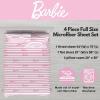 imageFranco Collectibles Barbie Logo Bedding Super Soft Cozy Microfiber 4 Piece Full Sheet Set Officially Licensed ProductBarbie