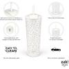 imageZak Designs Barbie Beacon Straw Tumbler for Travel or At Home 24oz Stainless Steel with Vacuum Insulation and NonSkid Base BarbieLinen Leopard