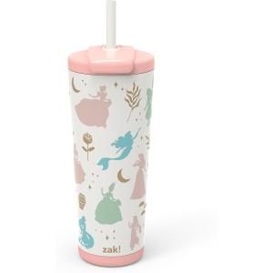 imageZak Designs Barbie Beacon Straw Tumbler for Travel or At Home 24oz Stainless Steel with Vacuum Insulation and NonSkid Base BarbieDisney Princess