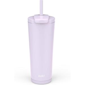imageZak Designs Barbie Beacon Straw Tumbler for Travel or At Home 24oz Stainless Steel with Vacuum Insulation and NonSkid Base BarbieSmoky Lilac Purple