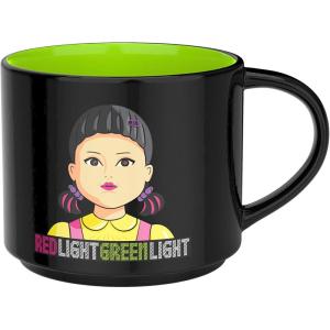 imageZak Designs Barbie Ceramic Coffee Mug for Hot Drinks Collectible Keepsake with Sculpted Handle 15 oz BarbieSquid Game Red Light Green Light